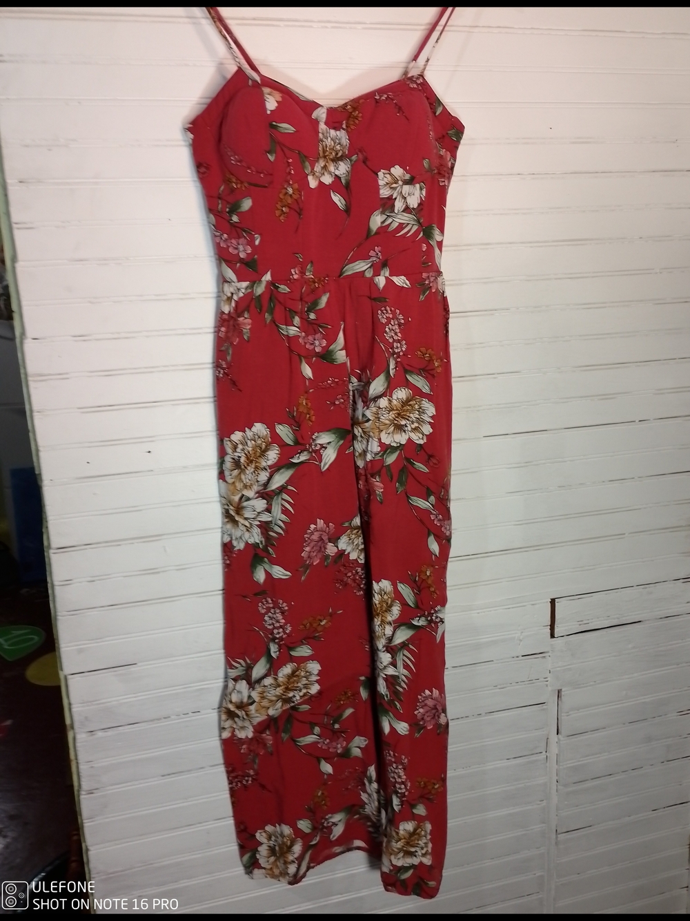 Red Floral Spaghetti-Strap Jumpsuit
